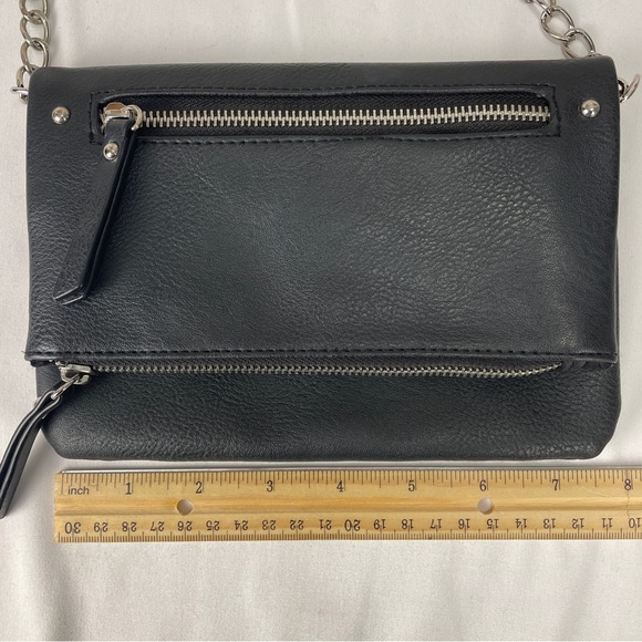 Flap Over Faux Leather Black Crossbody Small Bag Purse - Picture 10 of 10